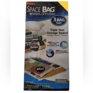 Space Bag Evolution Value Set 1 Extra LG + 2 LARGE INCLUDED / 3 BAG SET Clear